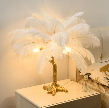 Луксозна настолна лампа Luxury Peacock White 3xE14