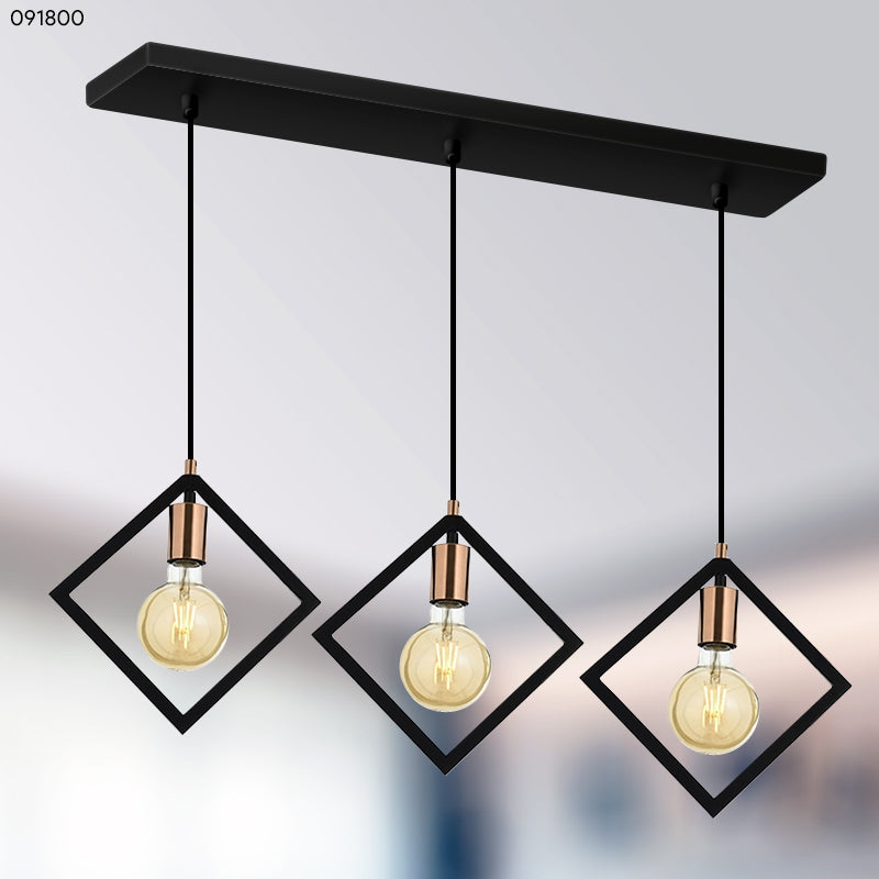 Осветително тяло винтидж 3XE27 TRIANGLE Gold+Black